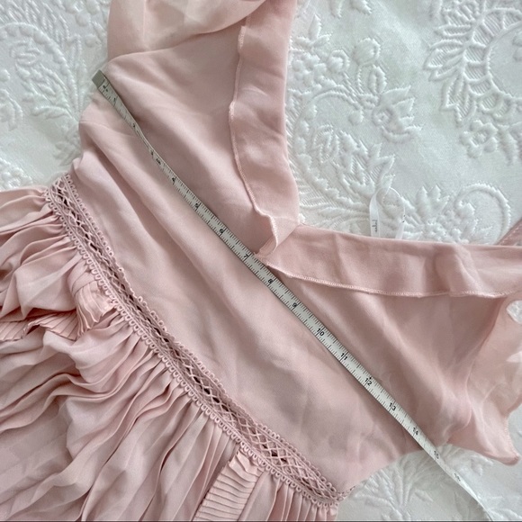 NWOT Lulu’s Never A Dull Moment Pink Chiffon A-line Pleated Tie-Strap Midi Dress - Picture 7 of 9